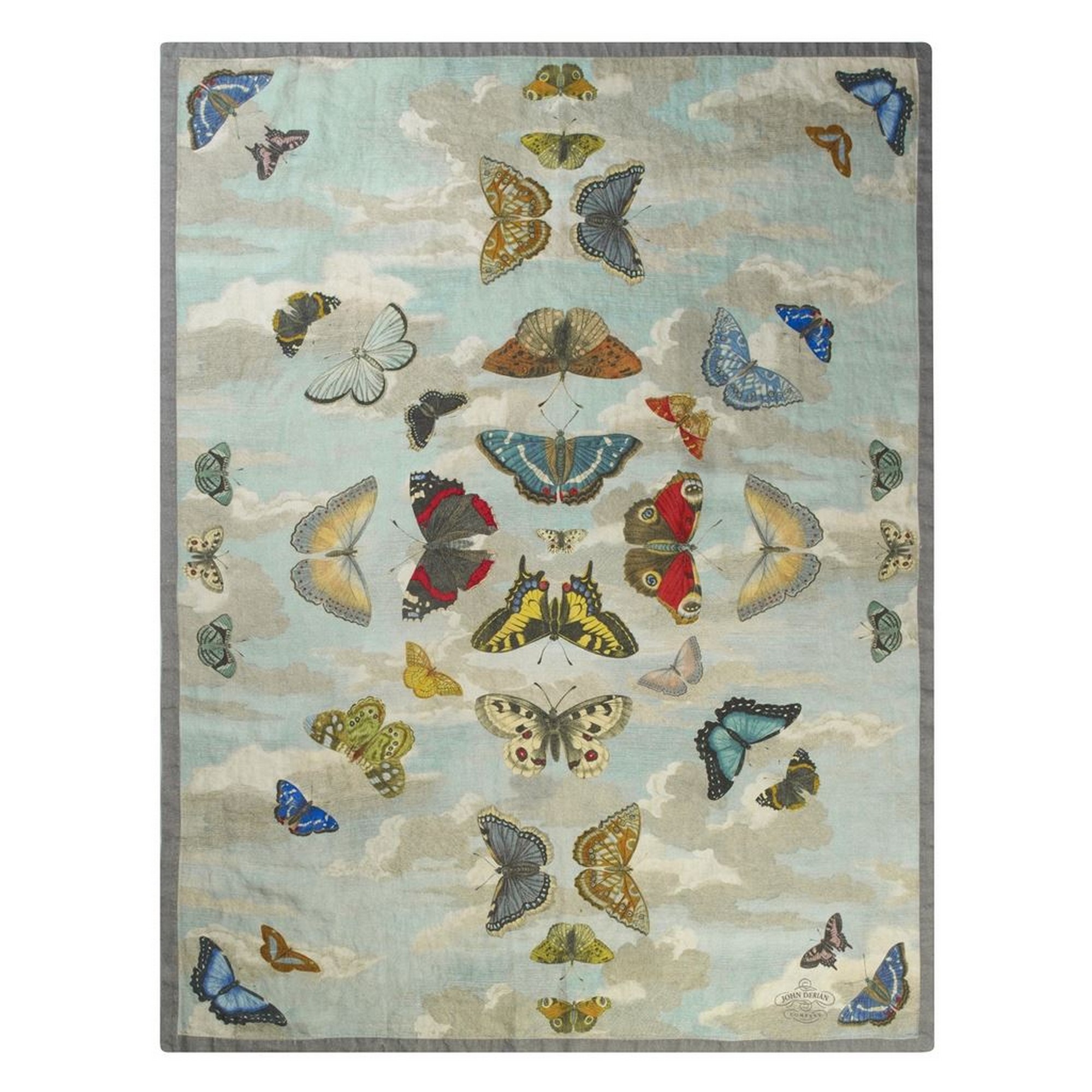 Mirrored Butterflies Throw By John Derian In Sky Blue